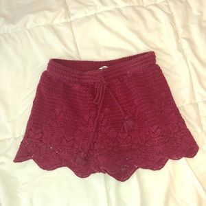 Maroon Knit Shorts